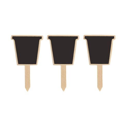 Image of Wooden Plantpot Blackboard 4.5in Garden Plant Or Herb Labels