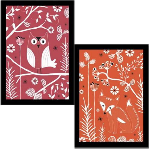 Image of Fox And Owl Framed Art Prints - Pack Of Two