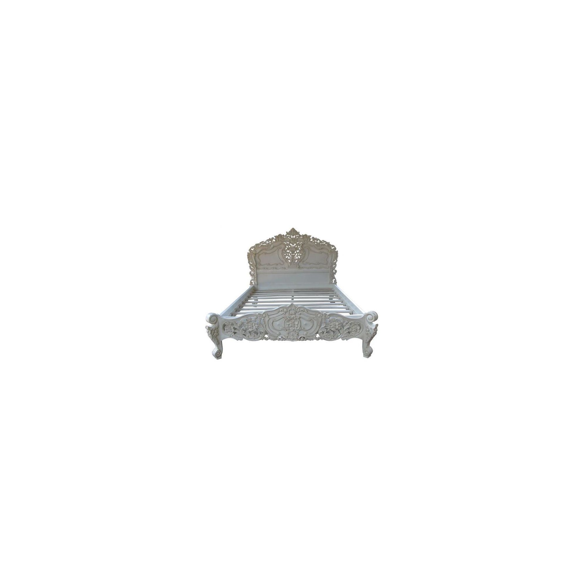 Lock stock and barrel Mahogany Carved Rococo Bed in Mahogany - Double - Antique White at Tescos Direct