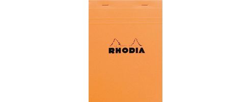 Image of Rhodia Orange Head Stapled Pad 14.8x21cm Lined & Margin 16600c