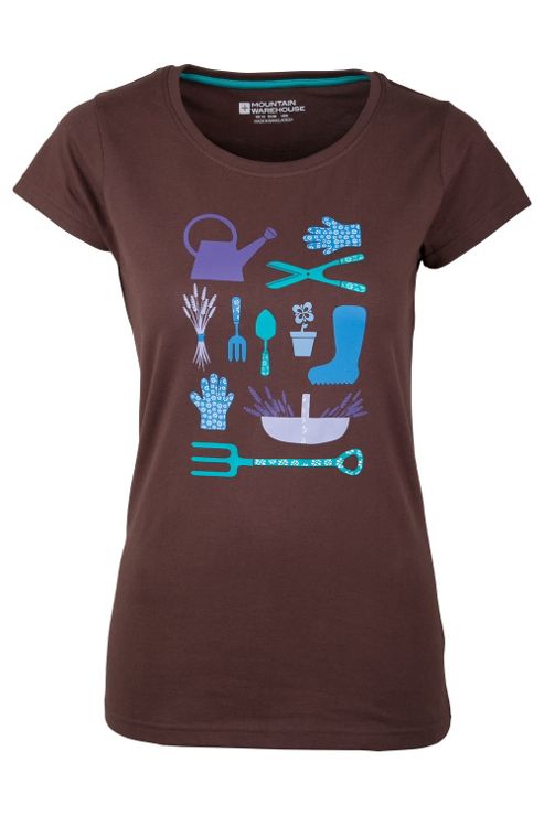 Image of Gardening Womens Relaxed Tee Shirt 100% Cotton T-shirt - Brown