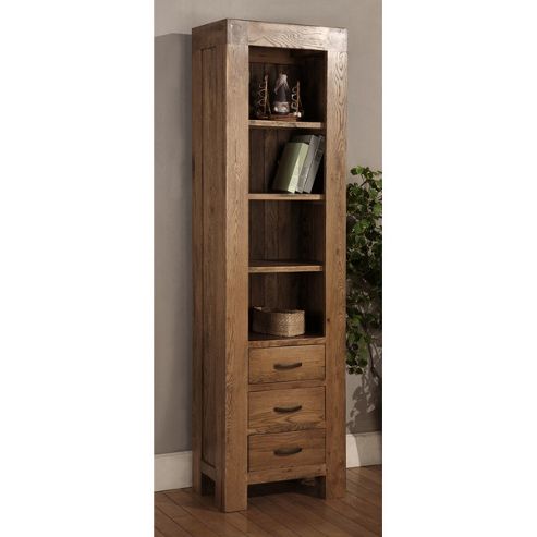 Image of Hawkshead Santana Three Drawers Slim Bookcase In Rich Patina