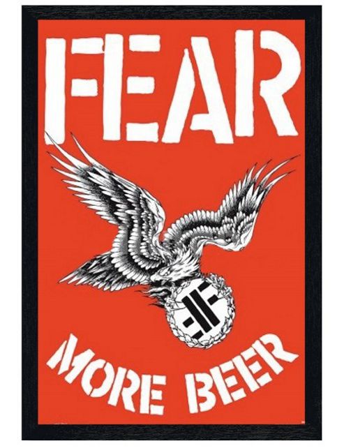 Image of Black Wooden Framed Fear More Beer Poster
