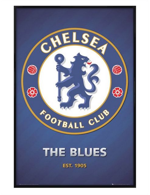 Image of Chelsea Football Club Gloss Black Framed The Blues Club Crest Cfc Poster