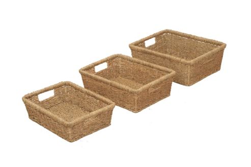 Image of Wicker Valley Seagrass Oblong Basket 3 Piece Set