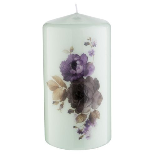 Image of Tesco Floral Pillar Candle, Mint