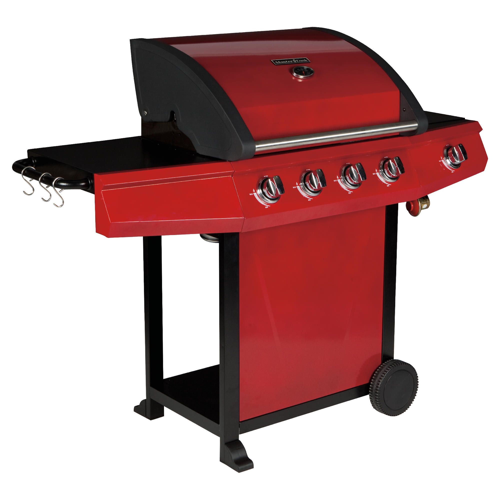 Tesco Red Premium 4 burner gas BBQ with side burner at Tesco Direct