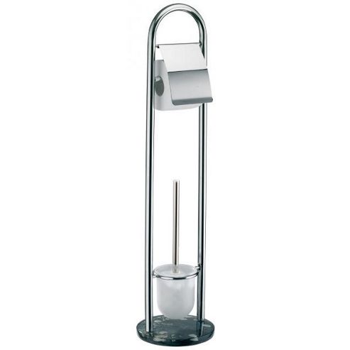 Image of Sanwood Nachtmeer Toilet Roll Holder & Brush Set In Chrome