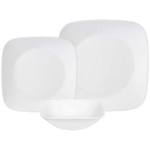 Image of Corelle Square 18 Piece Dinnerware Set In Pure White