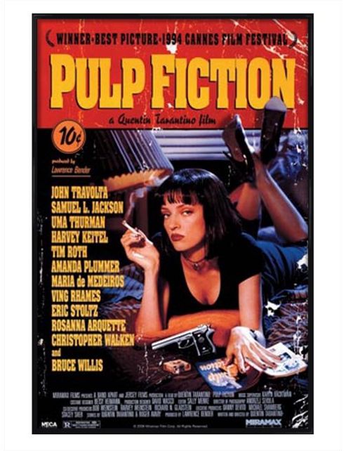 Image of Pulp Fiction Gloss Black Framed Movie One Sheet Poster