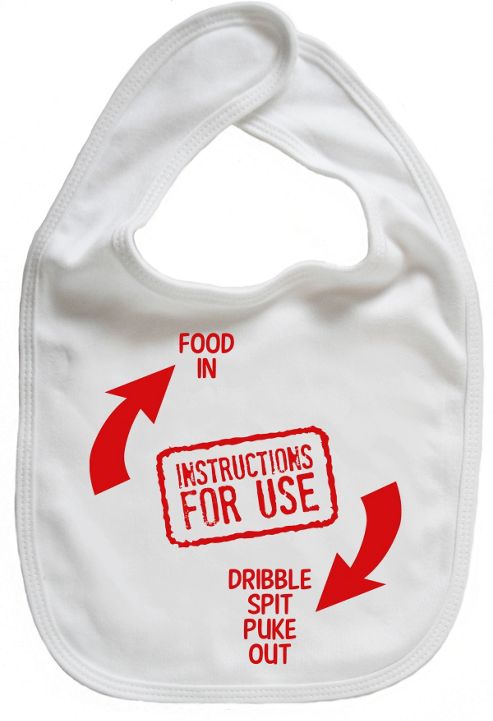 Image of Dirty Fingers Instructions For Use Baby Bib White