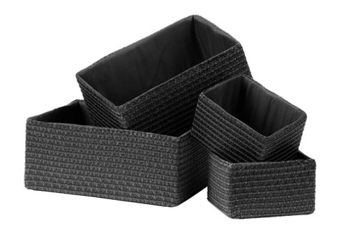 Image of Premier Housewares 4 Piece Storage Basket Set - Black