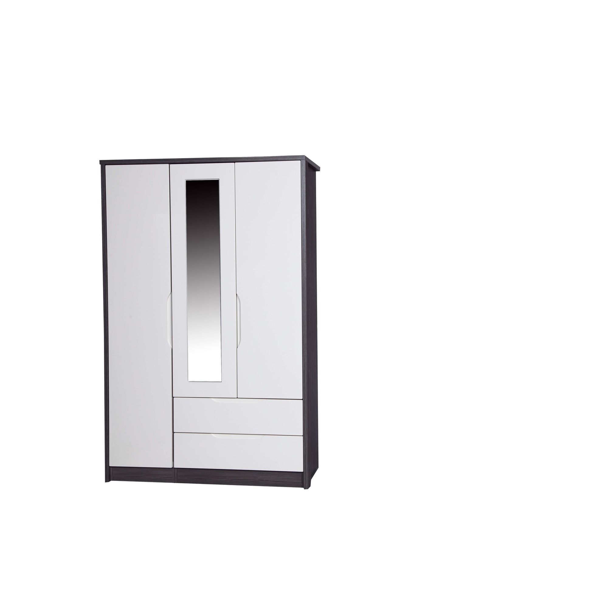 Alto Furniture Avola 3 Door Combi Wardrobe with Mirror - Grey Avola Carcass With Cream Gloss at Tesco Direct