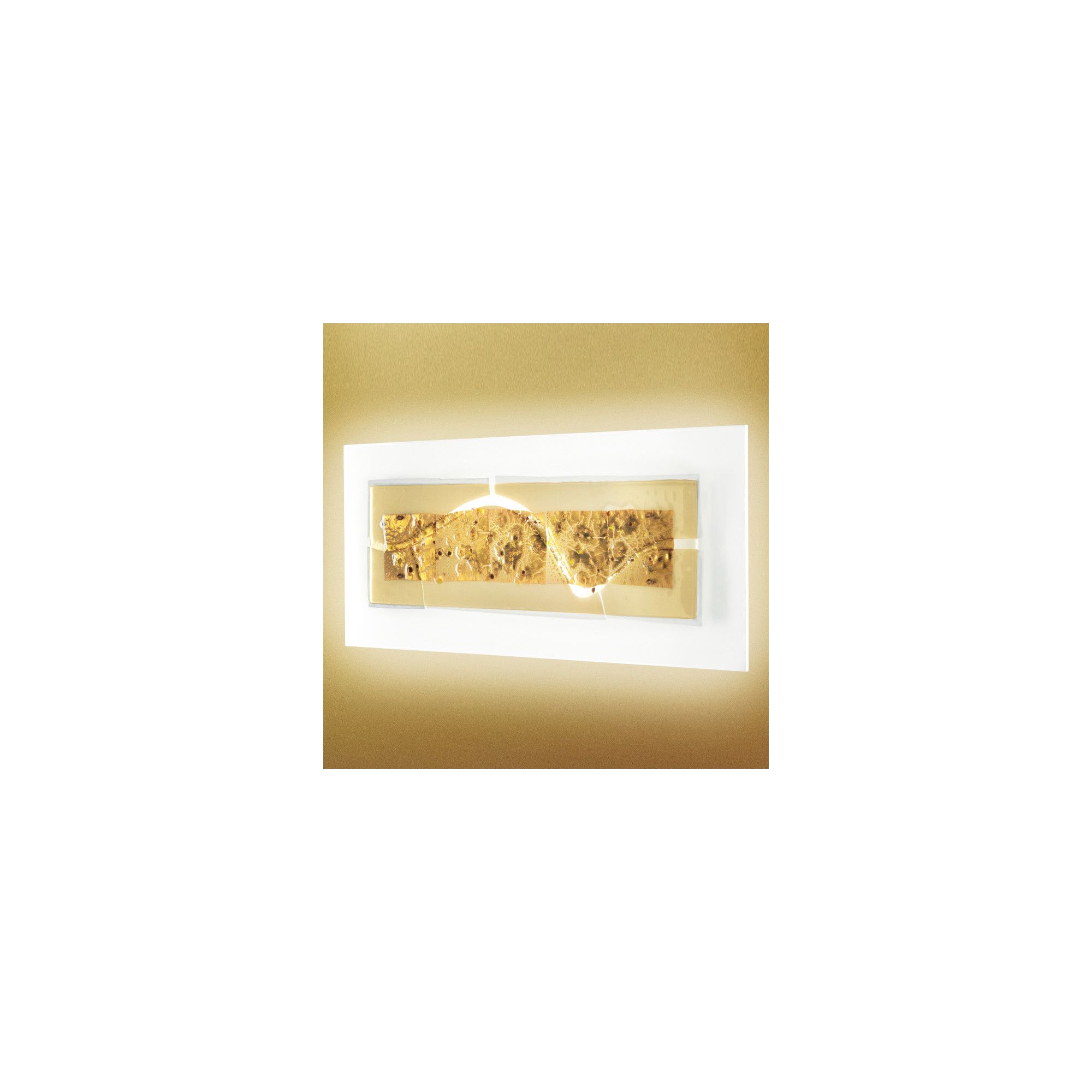 Leucos Laguna Wall Light in P74 2G11 Decoro Canal Amber Gold Leaf and Glass Beads