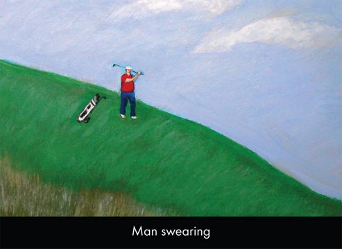 Image of Holy Mackerel Man Swearing Greetings Card