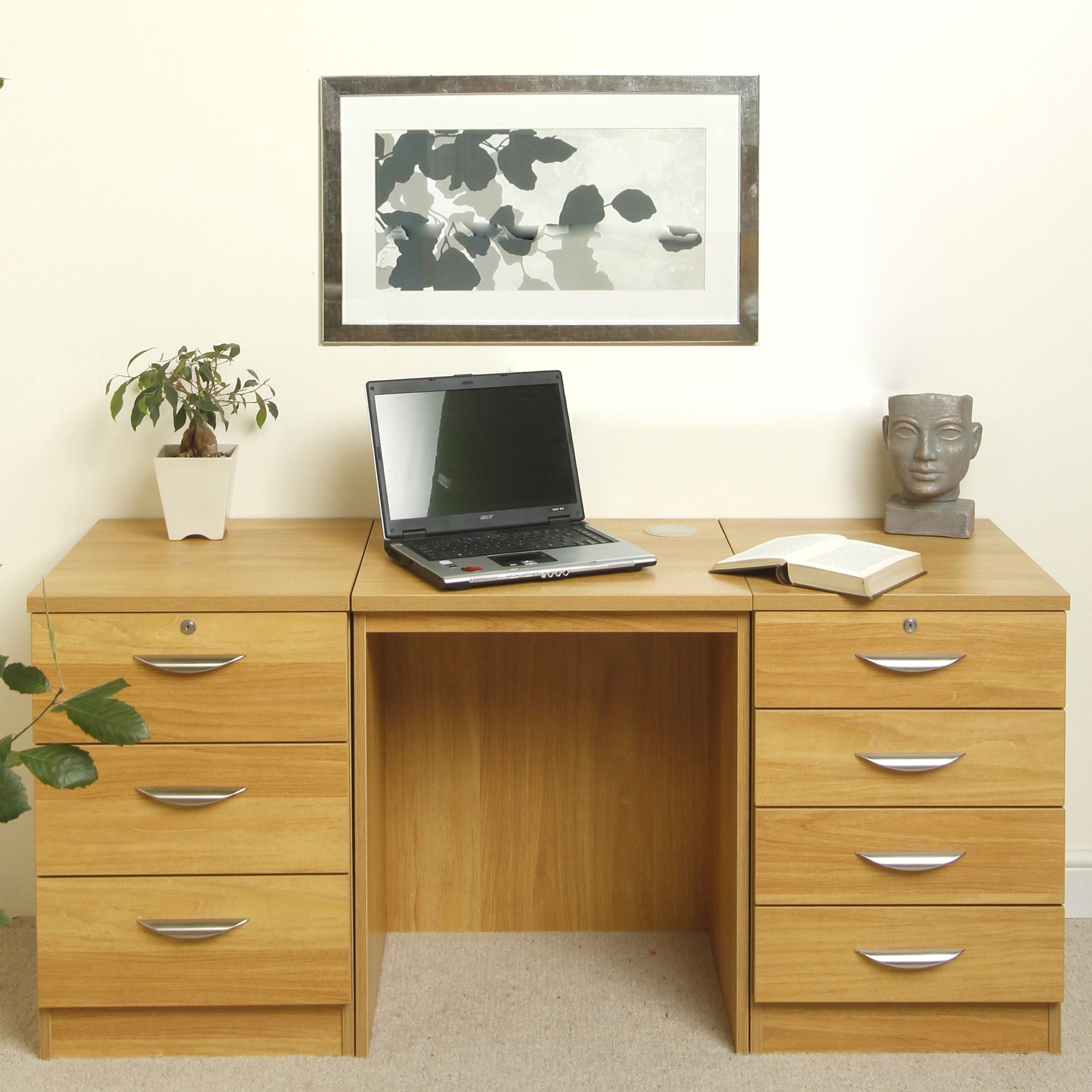 Enduro Home Office Desk / Workstation with Two Pedestal Units - Walnut at Tescos Direct
