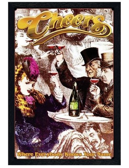 Image of Black Wooden Framed Cheers Where Everybody Knows Your Name Poster