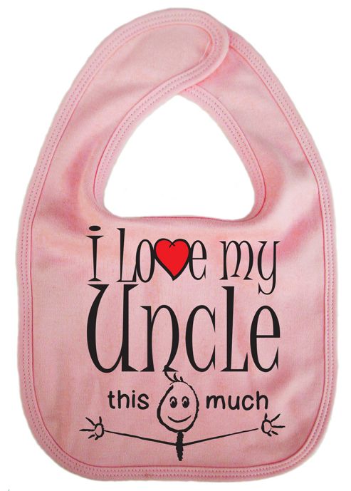 Image of Dirty Fingers, I Love My Uncle This Much, Baby Feeding Bib, Pink