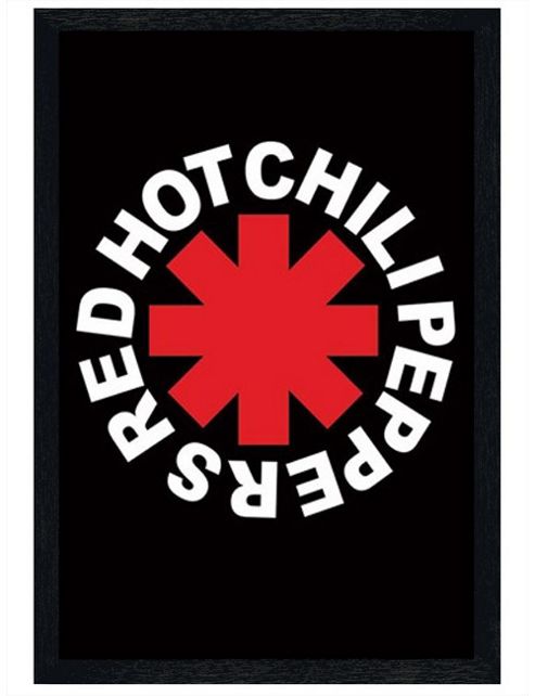 Image of Red Hot Chili Peppers Red Hot Chilli Peppers Black Wooden Framed Rhcp Logo Rhcp Poster