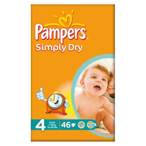 Image of Pampers Simply Dry Size 4 Large Pack - 46 Nappies