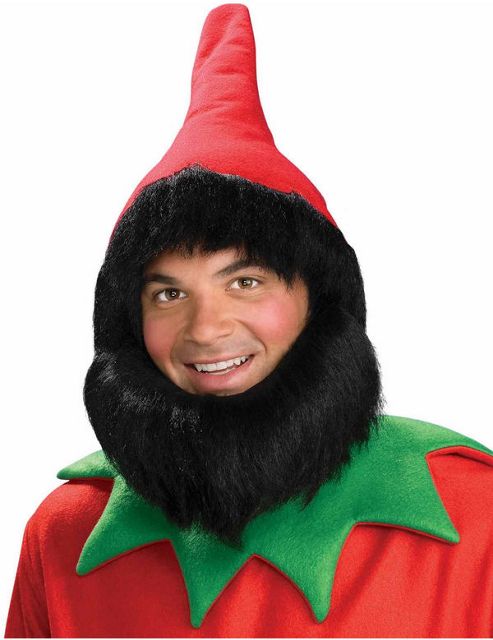 Image of Elf Hat & Beard (red)