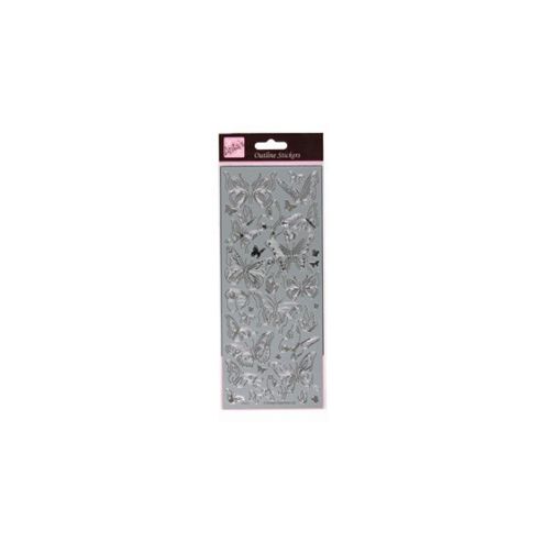 Image of Outline Stickers Elegant Butterflies Silver