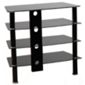 Black Glass 4 shelf Hi-Fi Stand with black legs