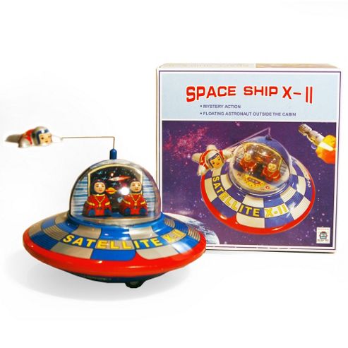 Image of Spaceship - Retro Tin Clockwork Collectable