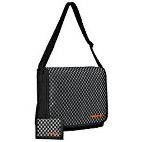 Image of Head Chequer Black Shoulder Record Bag & Wallet Set
