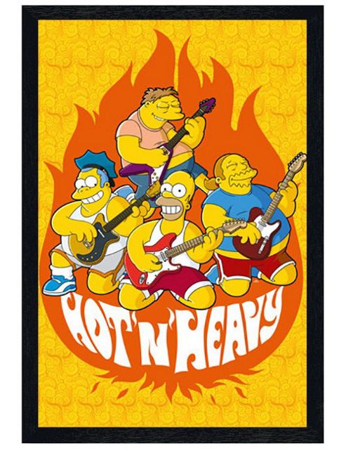 Image of The Simpsons Black Wooden Framed Hot And Heavy Poster