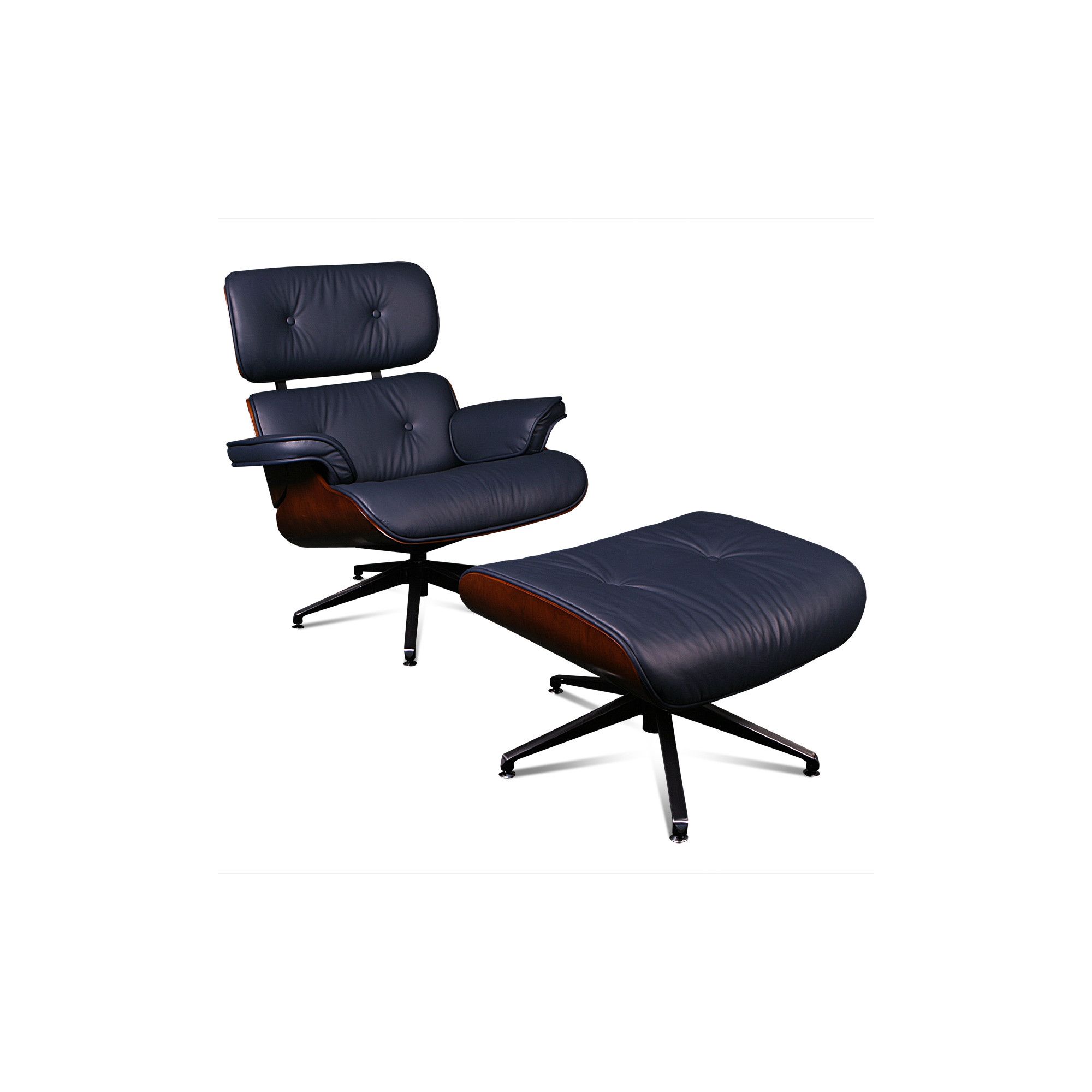 ProMech Racing Classic Leather Lounge Chair and Ottoman - Blue at Tescos Direct