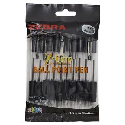 image 1 of Zebra Grip Ballpoint Pens Black 10 Pack