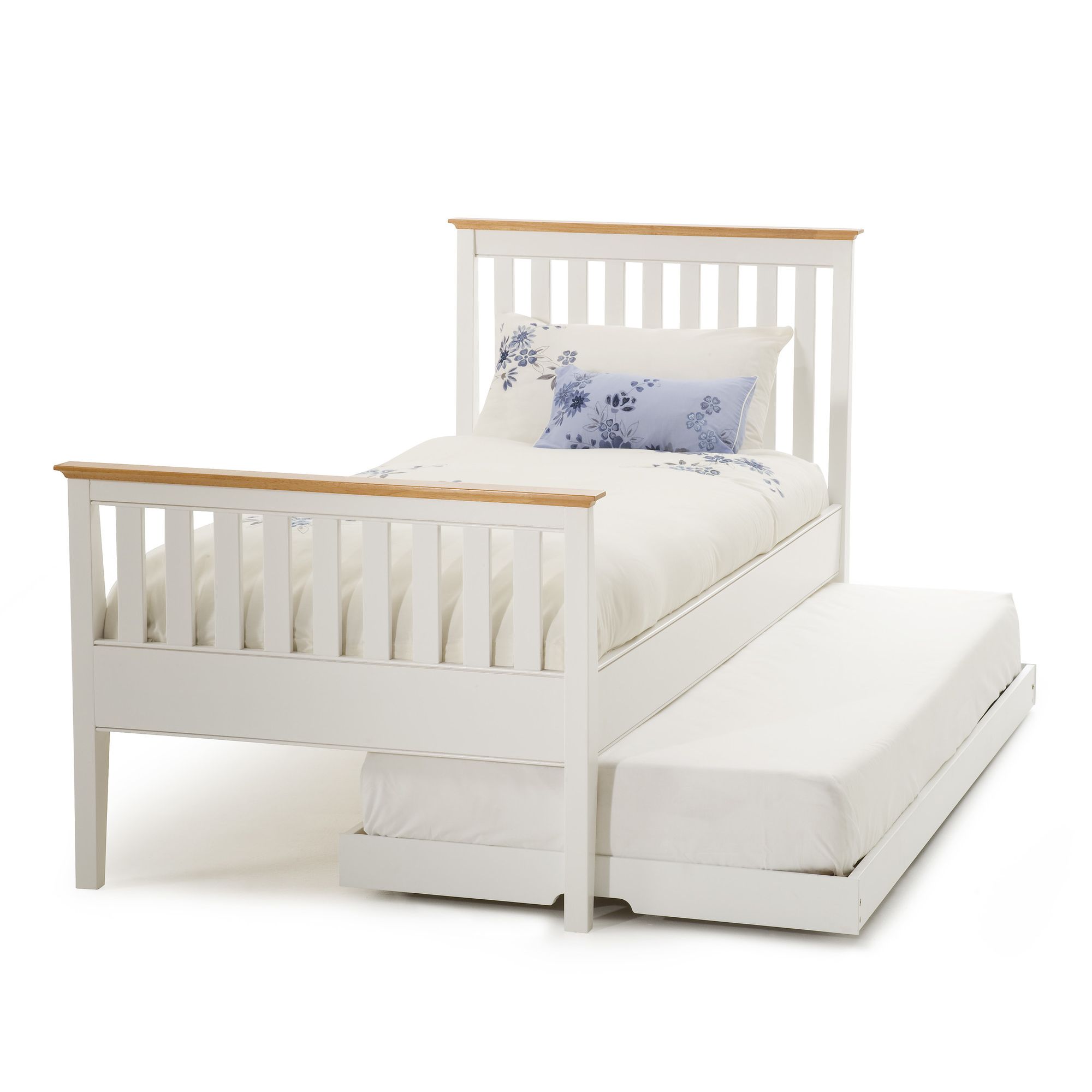 Serene Furnishings Grace Single Guest Bed with High Foot End - Golden Cherry with Opal White at Tesco Direct