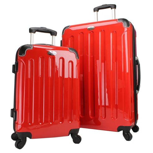 Image of Swiss Case 4 Wheel Hard 2pc Suitcase Set Red