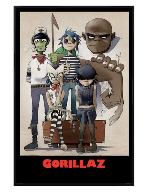 Image of Gorillaz Gloss Black Framed All Here Poster