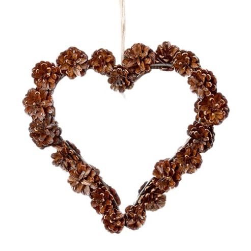 Image of Natural Pine Cone Heart Hanger Christmas Decoration
