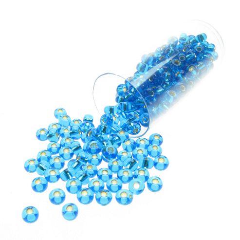 Image of Rocaille Beads Aqua Silver Lined 20 Gram