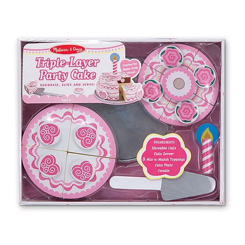 Image of Melissa & Doug Triple-layer Party Cake Wooden Play Food