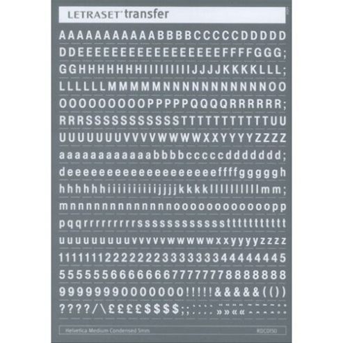 Image of Rubdown Lettering A5 - Helvetica Mc - 5mm - White
