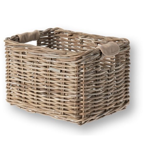 Image of Basil Dorset M Luxury Rattan Front Basket 35x24x24 Nature Grey