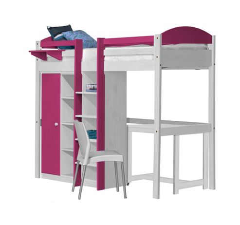 Image of Maximus High Sleeper Set 2 Central Ladder White With Fuschia Details