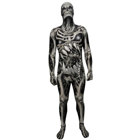 Image of Morphsuit Skull And Bones - Adult Costume Size: 44-46