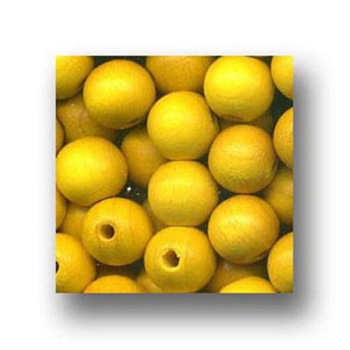 Image of Wood Beads Yellow 10mm Round 100 Pack