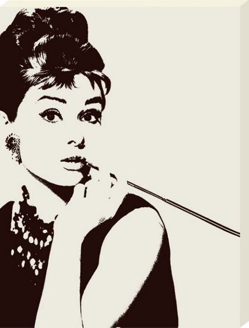 Image of Audrey Hepburn Cigarello Large Canvas Print