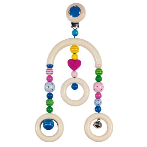 Image of Heimess 763730 Wooden Mini Trapeze Clip On Mobile (striped And Spotted Pearls)