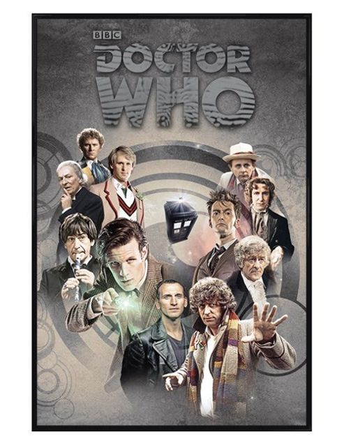 Image of Doctor Who Gloss Black Framed Time Lords Through Time Dr Who Poster