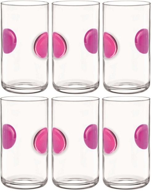 Image of Bormioli Rocco Giove Water Tumbler Glasses - Set Of 6 - Fuchsia Pink - 490ml
