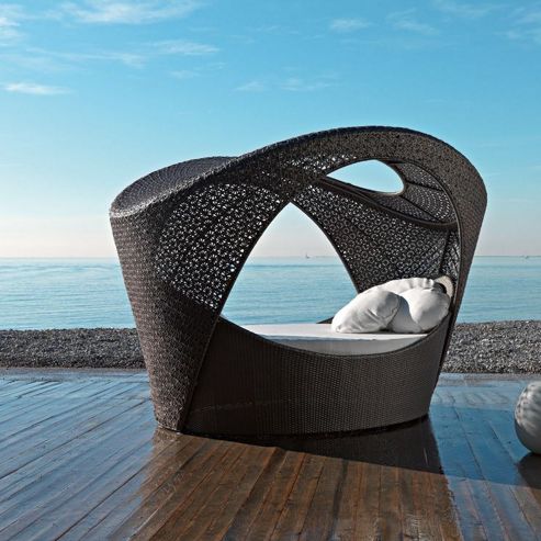 Image of Varaschin Altea Alcova Bed By Varaschin R And D - Dark Brown - Panama Castoro
