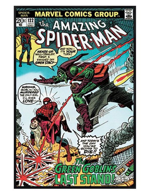 Image of Spiderman Marvel Comics Issue #122 Gloss Black Framed The Green Goblin's Last Stand Poster