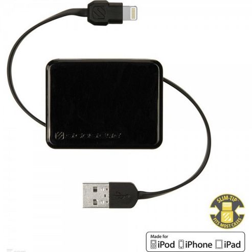 Image of Scosche Retractable Charge And Sync Cable (black) For Lightning Devices (iphone 5/5s/6)